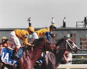 Winning Colors 1988 Derby - Jockey Gary Steven at Finish - (Kinect Corp)